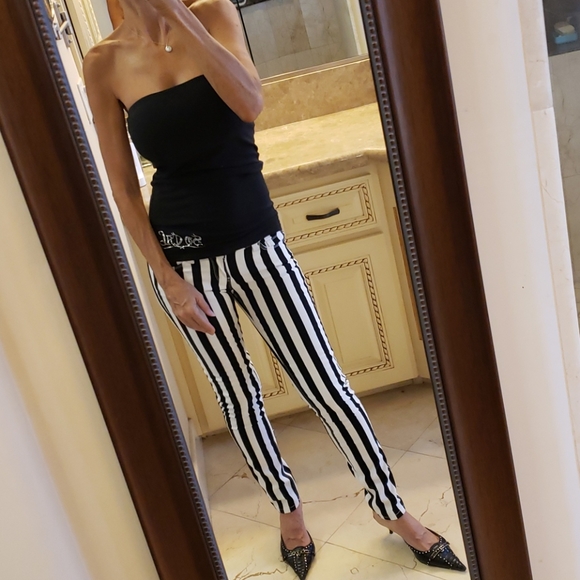 DENIM BLVD Denim - DENIM BLVD striped skinny jeans,  Sz 1